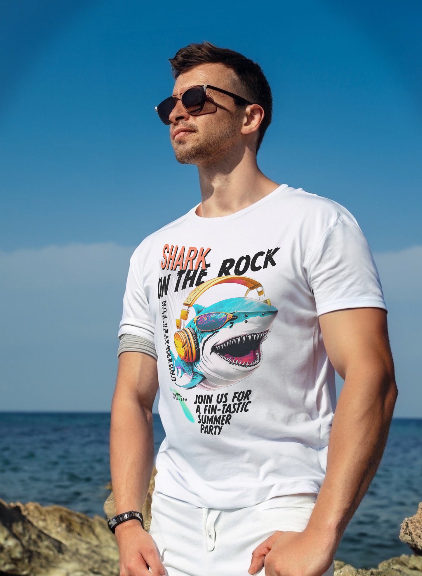 JG002405-Shark on rock Tee