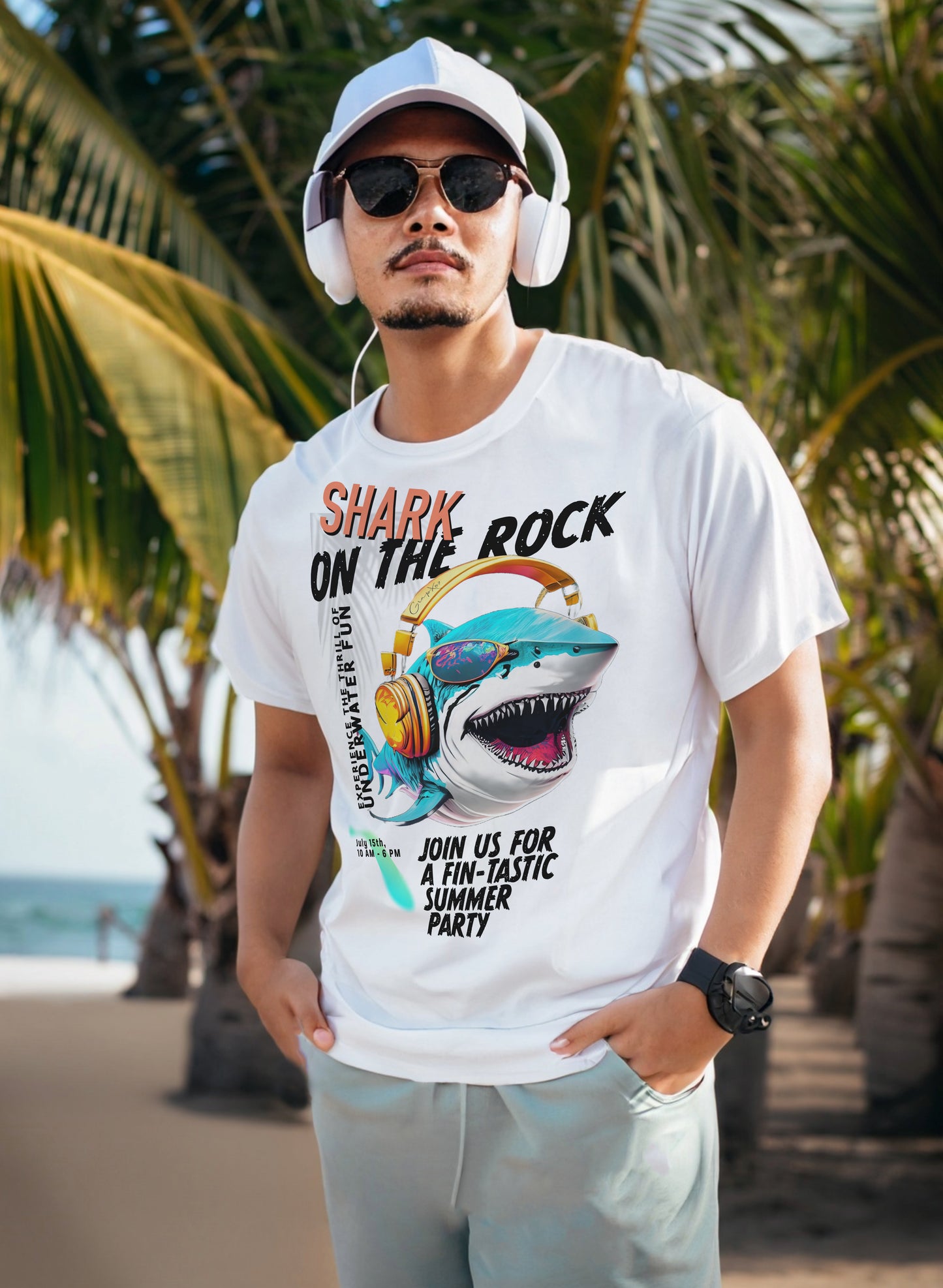 JG002405-Shark on rock Tee